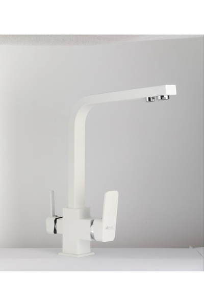 idimax Kare Arıtma Eviye Batarya (Beyaz - 3 Yollu) - Komple Pirinç - 5 Yıl Ga...