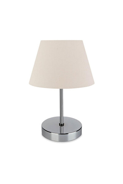 METEDEKOR Kuzey Krom Gövdeli Metal Abajur Krem Kumaş Başlık Yatak Odası Salon...