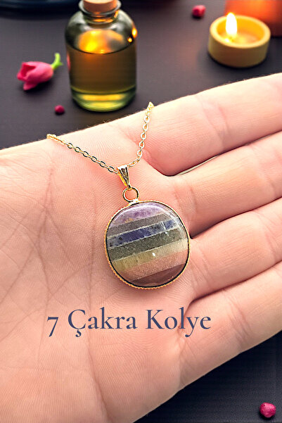 NBS Beautiful Naturel Stones قلادة من الأحجار الطبيعية ذات الشاكرات السبعة، ق...