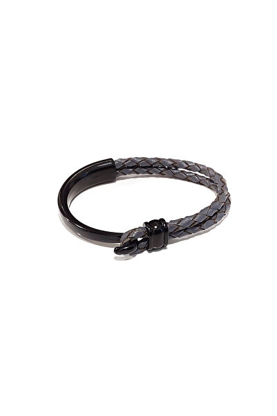 HER ŞEY NOTA www.herseynota.com Glazed Gray – Black Hook Genuine Leather Men's Bracelet-09