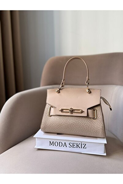 Moda Sekiz Women's Premium Quality Lock Detail Accessory Crossbody Hand and Shoulder Bag