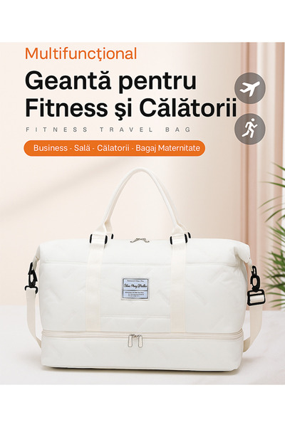 AVYRA White Travel Bag with Shoe Compartment, Fitness, Maternity, Business