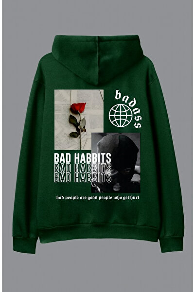 CLASSY.MODA Hanorac unisex cu glugă – figură cu trandafir și mască cu imprimeu , supradimensionat , buzunar cangur