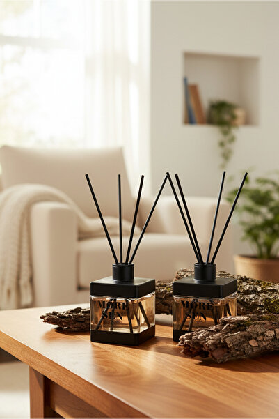 MORESEN 2 Adet, Bambu Çubuklu Oda Kokusu 100mL - Sandal Esanslı Etkili Oda Kokusu, Kare Kırılmaz Ambalaj