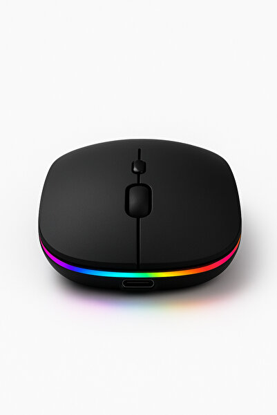 MA Siyah mouse Kablosuz Sessiz RGB ledli şarj Edilebilir 2.4G + Bluetooth çift bağlantı