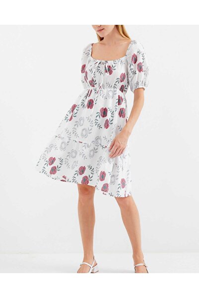 Modamorfo 2508 Μίνι φόρεμα με σχέδια - εκρού