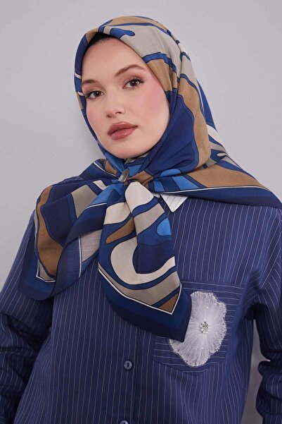 Levidor Lacivert Dalgalı Aura Eşarp