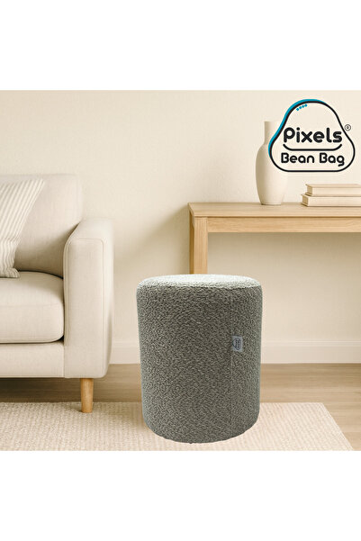 PixelsBeanBag Large round ottoman in boucle fabric from Pixel Bean Bag, for living room and bedroom