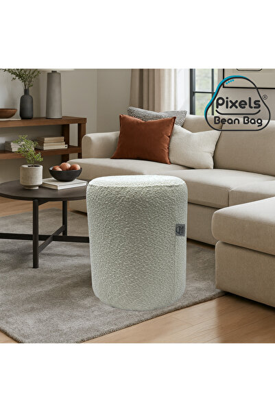 PixelsFurniture Large round ottoman in boucle fabric from Pixel Bean Bag, for living room and bedroom