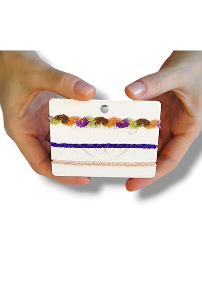 STE El Yapımı Özel Tasarım Üçlü Bileklik Seti - Dantel Örgü