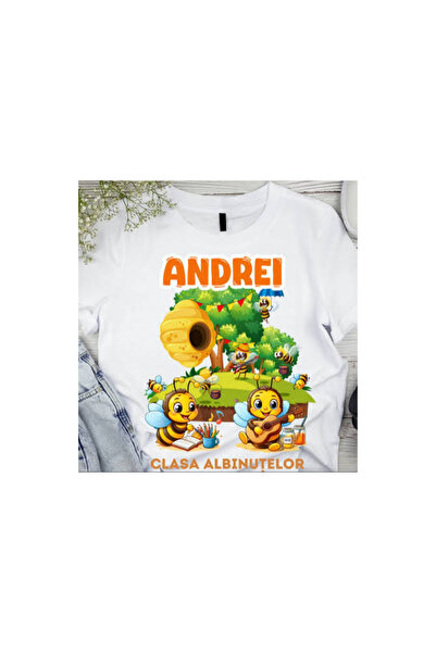 CrisPrint Children's T-shirt "The Bee Class" Personalized with the Name Andrei