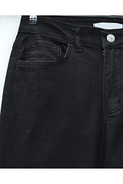 Modamorfo Flared Zippered Jeans with Pockets - Black