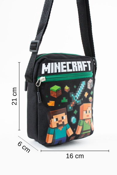 Sona Park Mine Alex Steve Children's Shoulder Bag – 3 Compartments – Waterproof Fabric (21×16×6 cm)