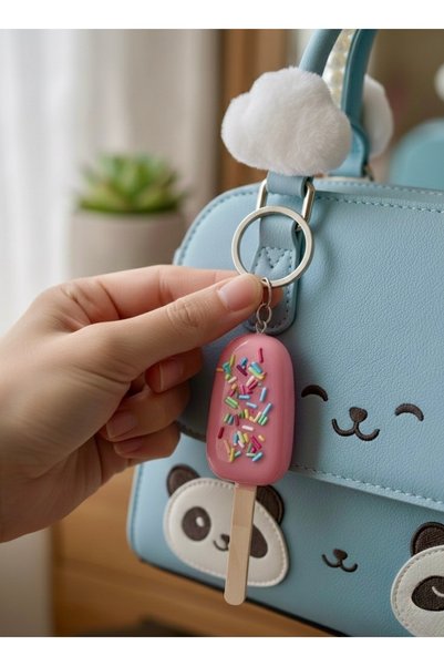 senfida Ice Cream Keychain Ice Cream Bag Charm Magnum Charm Realistic Ice Cream with Candy