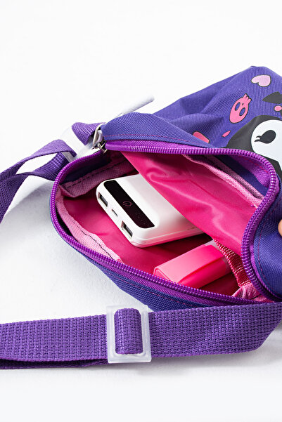 Roxy Kuromi Children's Shoulder Bag – 3 Compartments – Waterproof Fabric (21×16×6 cm)