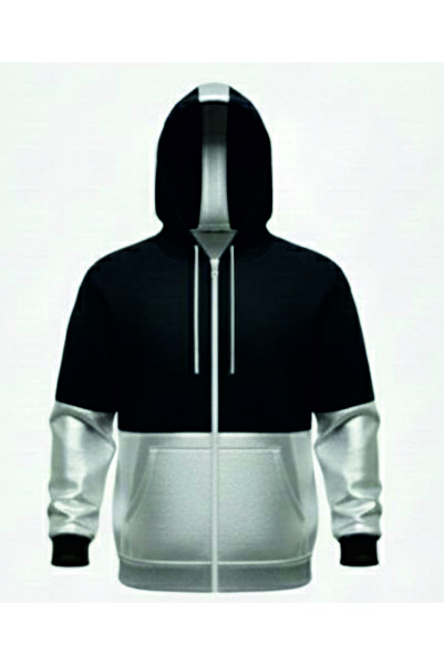 HOFFNUNG 3Iplik Daily Hooded Zip Sweatshirt Solid Color Removable Hooded Sweatshirt Zip