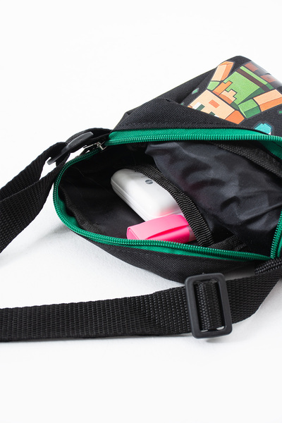 Sona Park Mine Alex Steve Children's Shoulder Bag – 3 Compartments – Waterproof Fabric (21×16×6 cm)