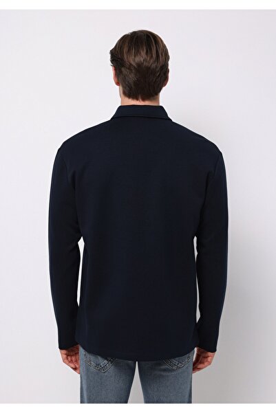 Colin's Comfort Fit Polo Neck Plain Men's Navy Blue Long Sleeve T-Shirt