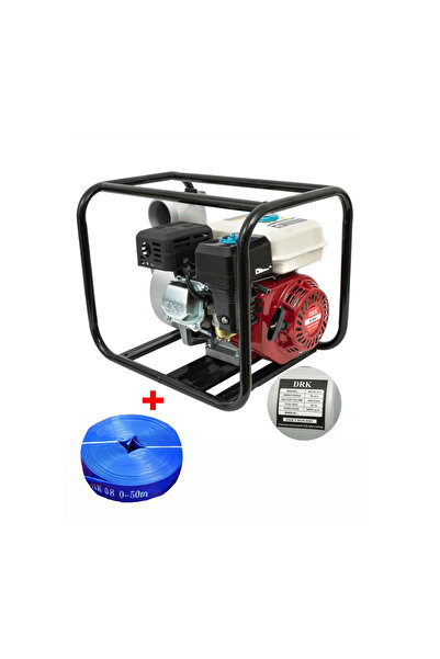 drk 3 inch motor pump, 6.5 HP, with 50 m rubber hose