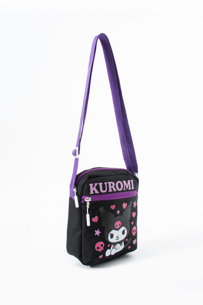 Sona Park Kuromi Children's Shoulder Bag – 3 Compartments – Waterproof Fabric (21×16×6 cm)