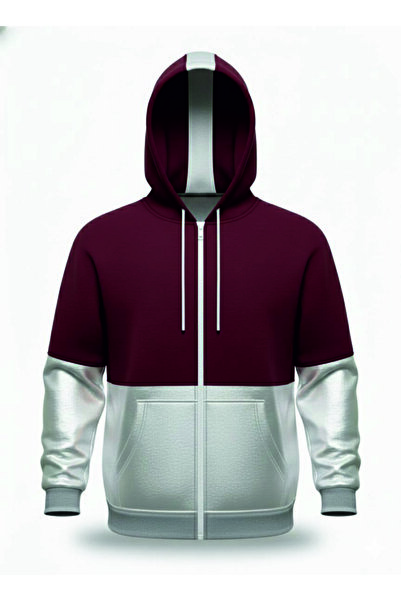 HOFFNUNG 3Iplik Daily Hooded Top and Sweatpants Set Solid Color Removable Hooded Sweatshirt Full Zip