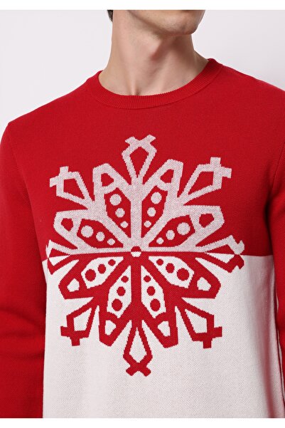 Colin's Regular Fit Round Neck Jacquard Men's Red Sweater