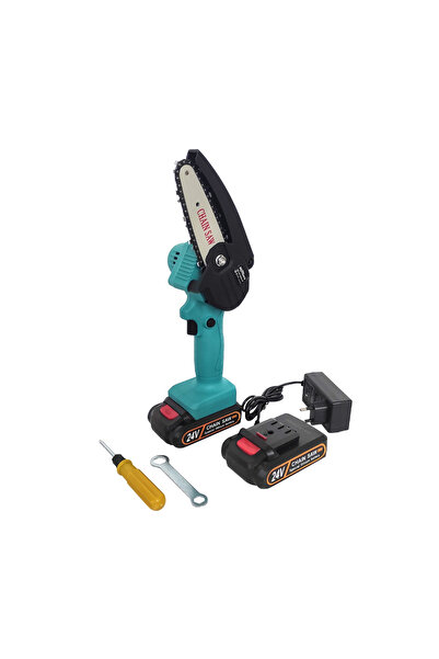 DDT Mini cordless hand saw, 24V, 10 cm blade, 2 5Ah batteries