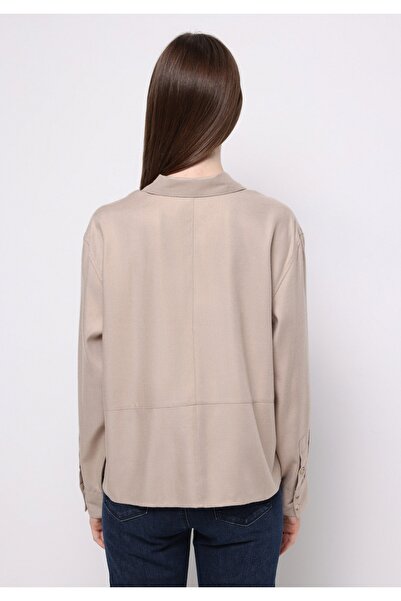 Colin's Cămașă Relax Fit Gât simplu Cămașă cu mânecă lungă pentru femei, bej