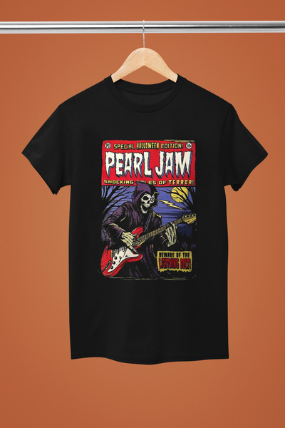 MAGORS تيشيرت روك قطني مطبوع عليه PEARL JAM بأكمام قصيرة وقصة عادية