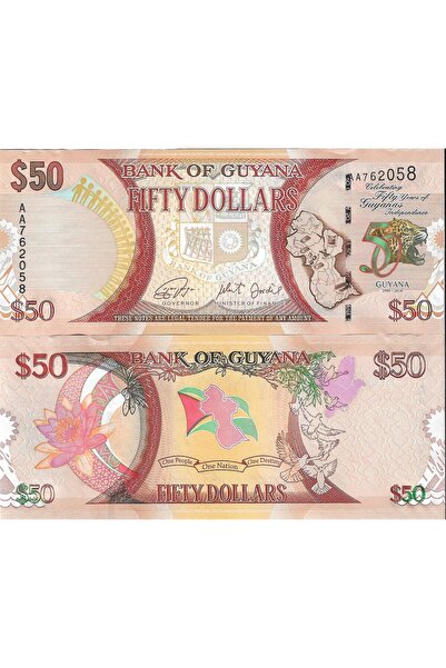 emir koleksiyon coin & paper collection Guyana 50 Dolar Yabancı Kağıt Para Çi...