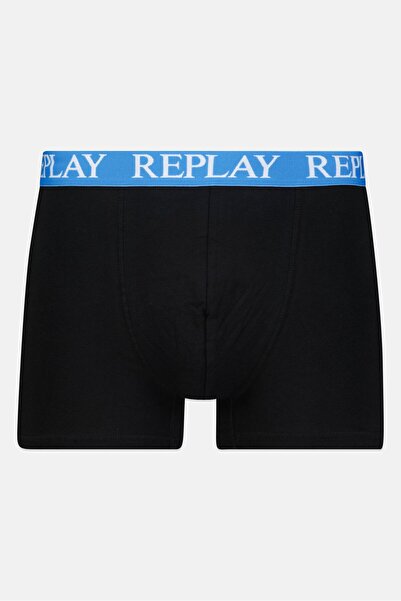 Replay Men 2 Pack Brand Logo Boxer Brief, Black
