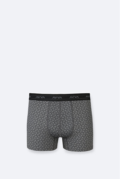 Avva Ανδρικό μπόξερ μονό από βαμβάκι με σχέδιο ανθρακί A52Y9500