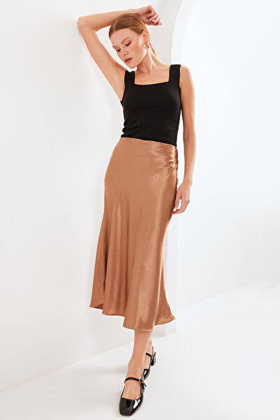 Modamorfo 15806 Satin Skirt - M. Brown