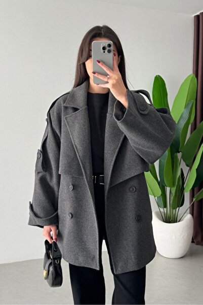 MEECY Κασακάκι με ζώνη oversized Εισαγόμενο μοντέλο Zr