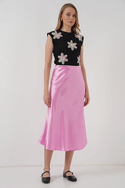 Modamorfo 15806 Satin Skirt - Pink