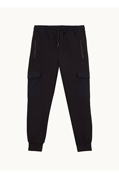 GMG FIRENZE Ανδρικό παντελόνι με ελαστική μέση εφαρμοστό μαύρο GU25MFW014003