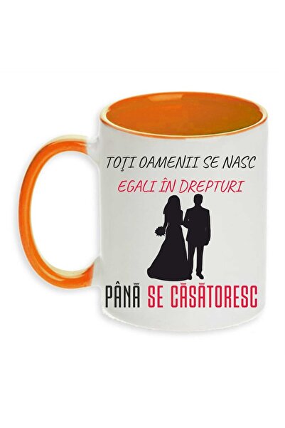 CRD PRINT Personalized Mug with 'All People Are Born Equal...' Print, Ceramic, 330 ml, Orange -