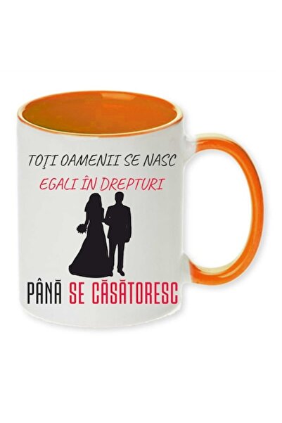 CRD PRINT Personalized Mug with 'All People Are Born Equal...' Print, Ceramic, 330 ml, Orange -