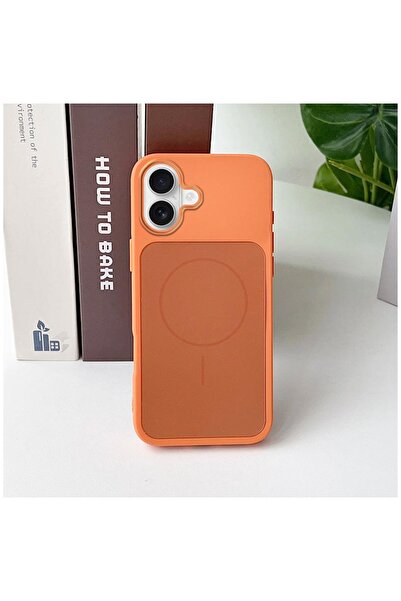 Zebana Apple iPhone 17 Uyumlu Kılıf Elista M-Safe Silikon Kılıf Turuncu