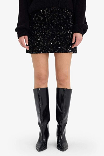DeFacto Μίνι φούστα με παγιέτες με κανονική επένδυση μέσης G7004AX25AU