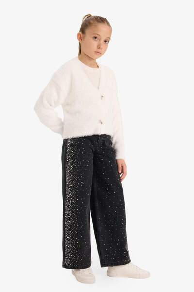 DeFacto Girls' Soft Textured Bow Button Cardigan G5437A825Wn