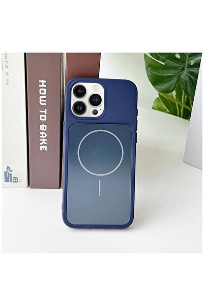 Zebana Apple iPhone 16 Pro Max Compatible Case Elista M-Safe Silicone Case Navy Blue