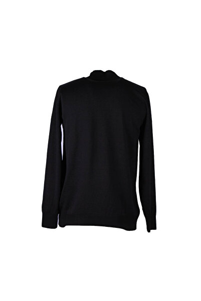 trender Μαύρο ανδρικό πουλόβερ με μισό φερμουάρ Alp01