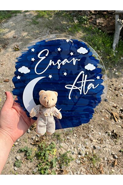 NaturessCo زينة باب غرفة الأطفال في المستشفى على شكل دمية دب من البليكسي جلاس للمواليد الجدد