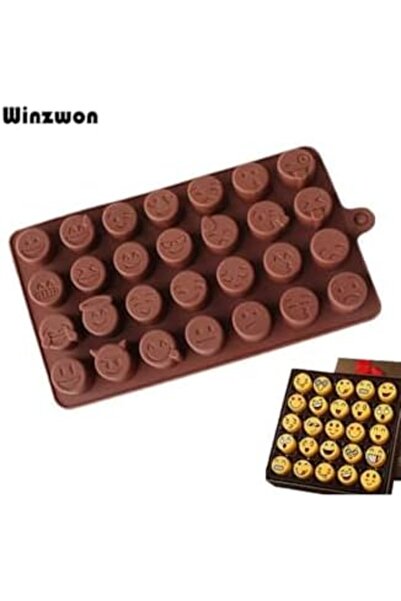 Mena Rise BrfShp Siliko World Emoji Şekilleri Silikon Çikolata Kalıbı, Kahverengi 1199837