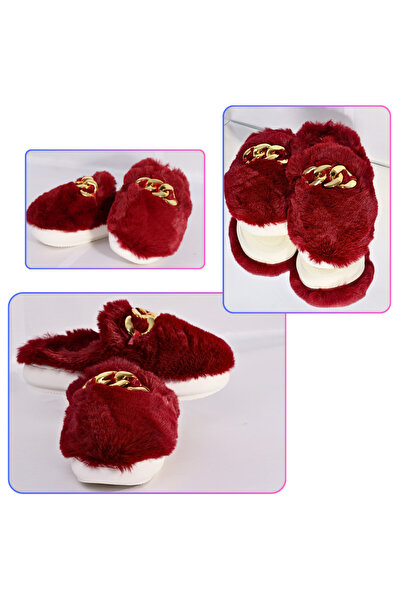 OEM Women's Slippers - Fluffy with Gold Buckle, Size 36-37, Grena