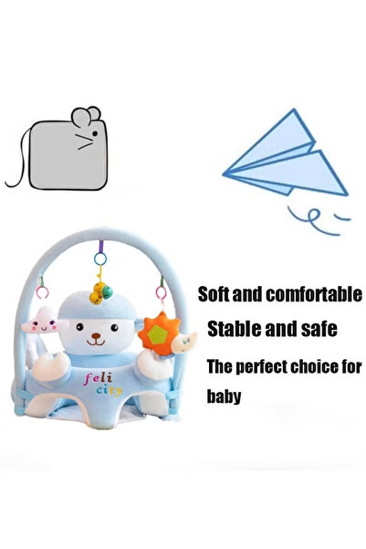 Generic Baby Training Seat Baby chair with removable support bar, blue little sheep