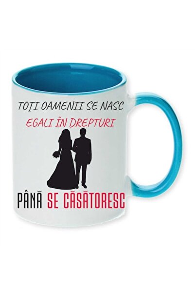 CRD PRINT Personalized ceramic mug with 'All people are born equal...' print, 330 ml, light blue