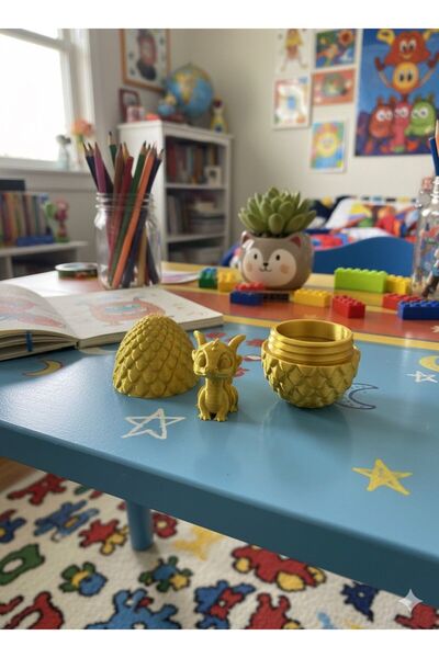 DreamWorld3D 3D Baskı Ejderha Yumurtası - Sürpriz Ejderha Figürü İle Dekorati...