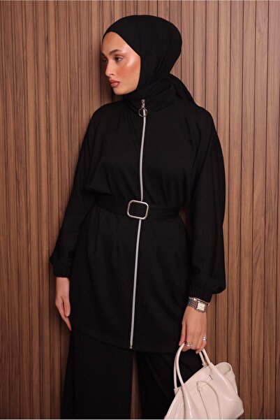 TRENDTESETTÜR Women's Black Pants Suit with Belt t 9935